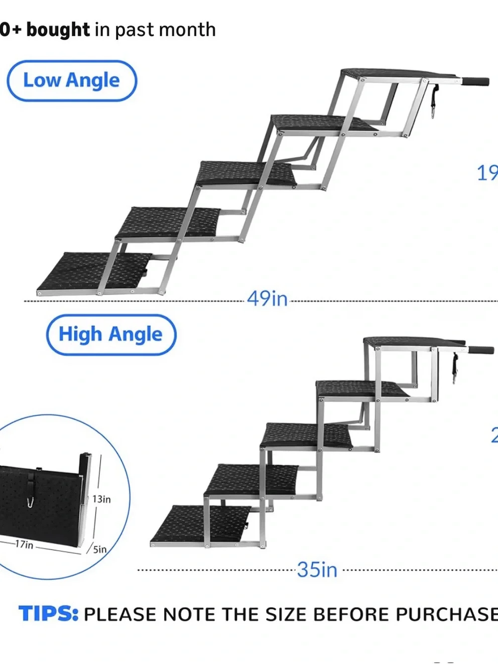 Foldable 5-Step Dog Ramp with Non-Slip Black Steps